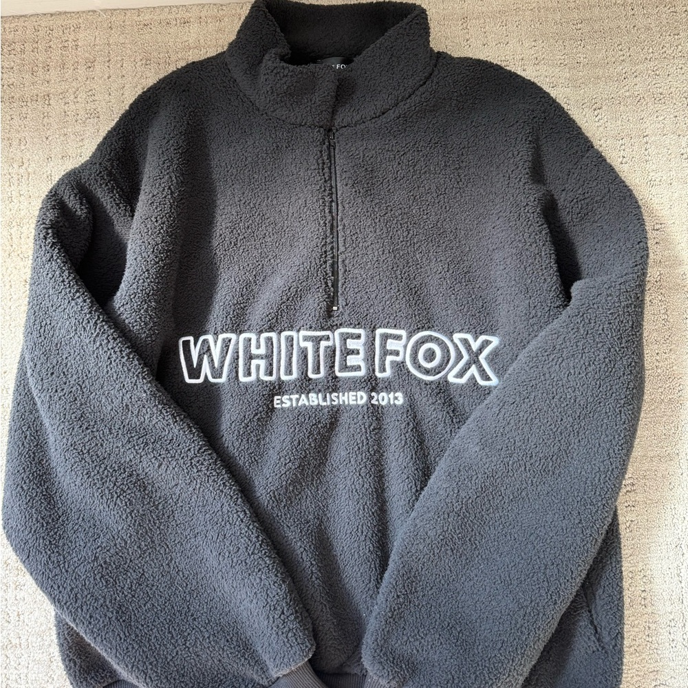 White Fox Black Fleece Pullover